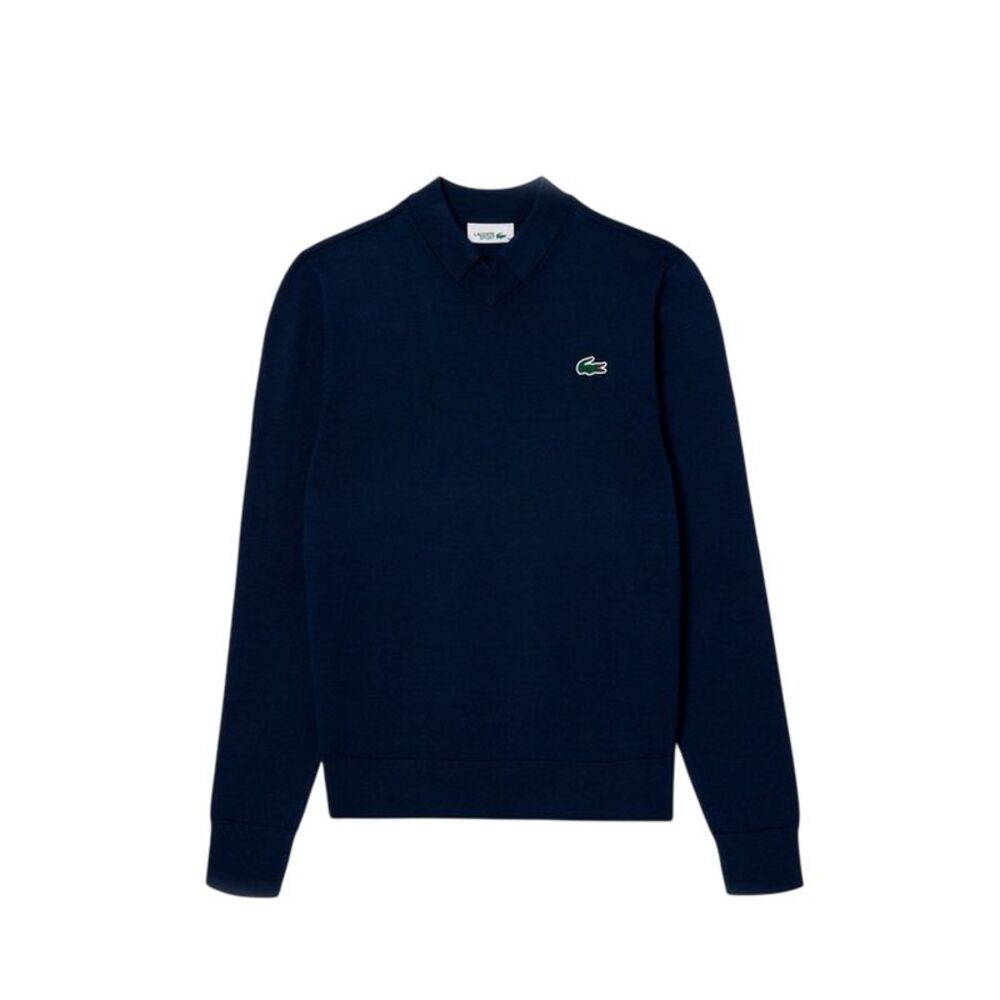 Lacoste Womens/Ladies Embroidered Logo V Neck Regular Long-Sleeved Sweater Top /
